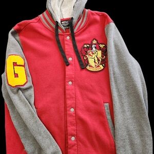 Warner Bros. Gryffindor Varsity Jacket Style Hoodie Red and Gray